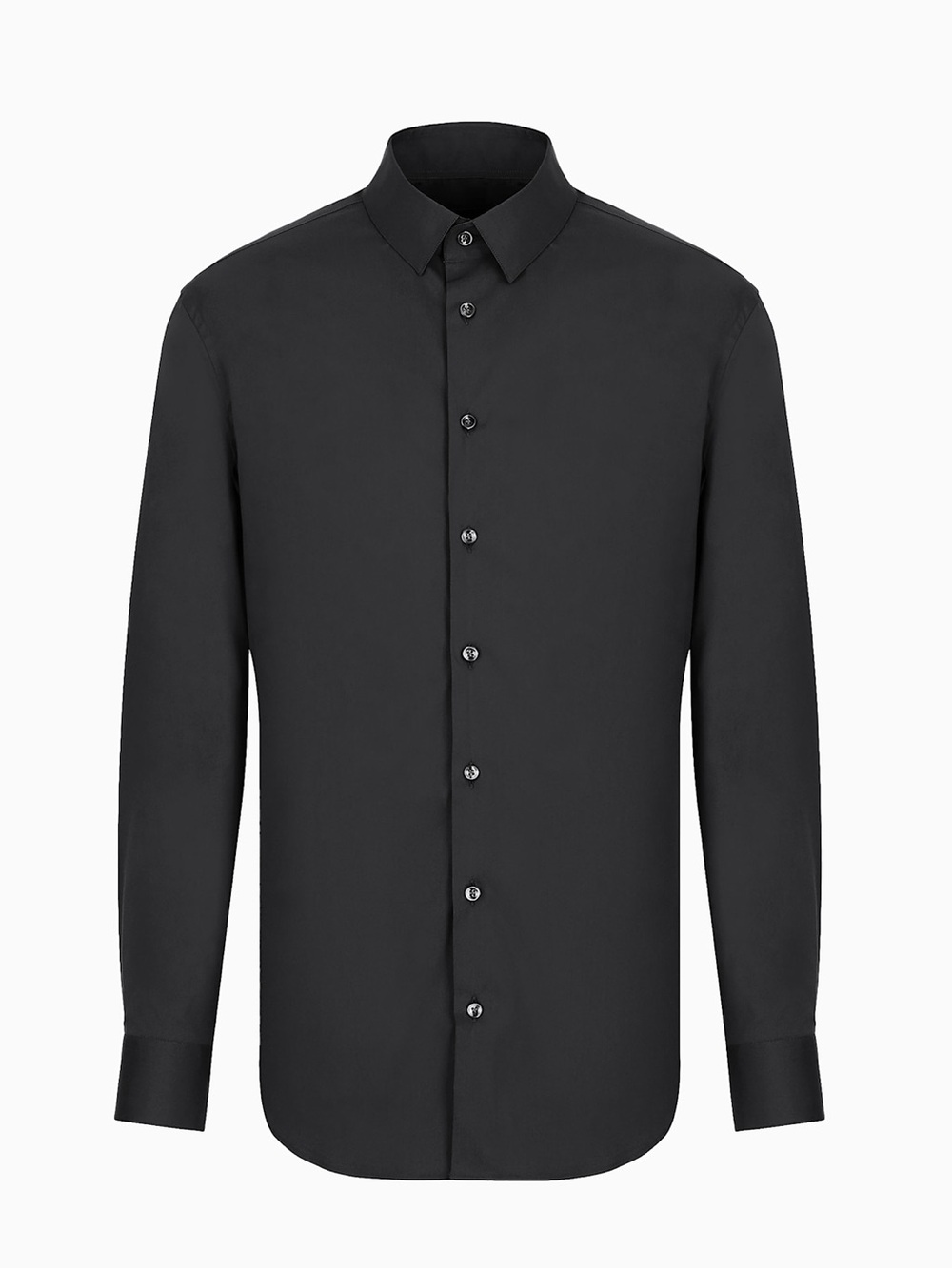 Giorgio Armani Plain Knit Stretch Cotton Shirt Black XL